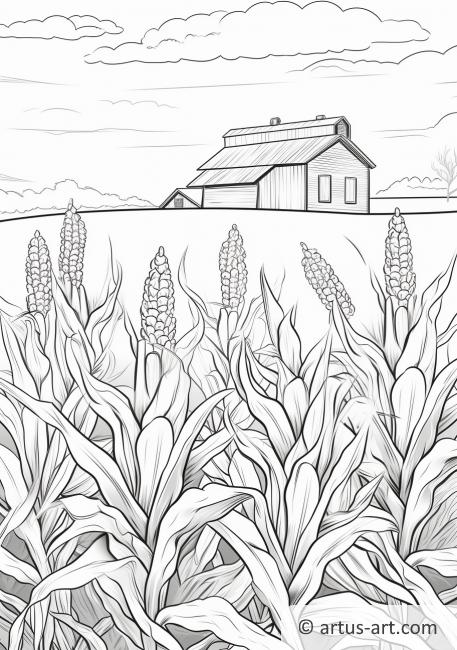 Strona do kolorowania z uprawą kukurydzy